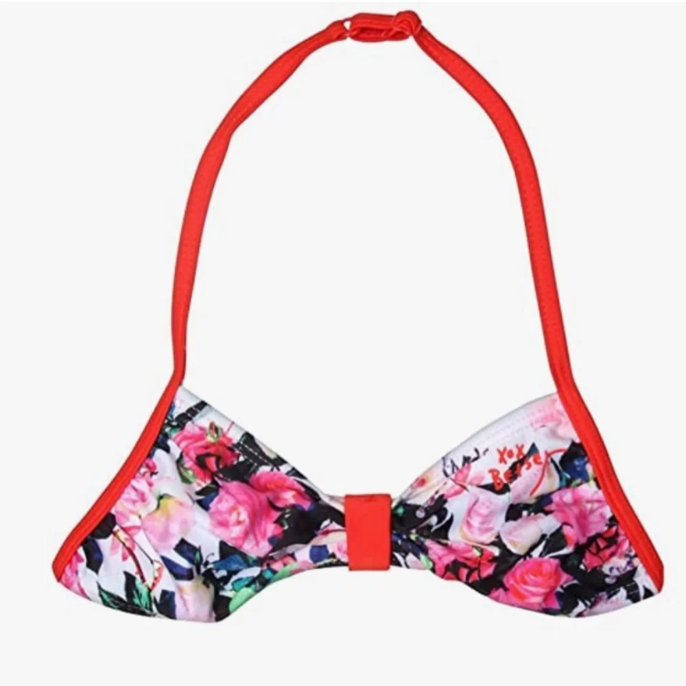 Betsey Johnson Girls Rose Print Bikini Top Size 14